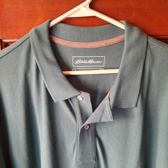 NWT Eddie Bauer 100% cotton sage green short sleeve polo shirt size XL Tall - Picture 4 of 13